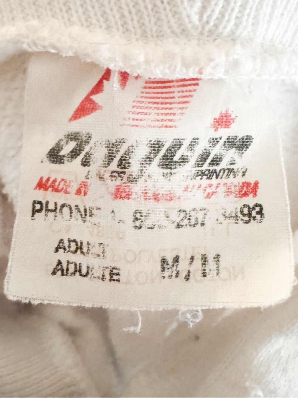 Vtg Algonquin Park Ontario Deer Hoodie M White Daquin Cottagecore Cabincore - Picture 3 of 10